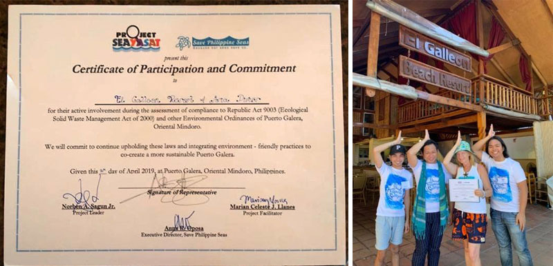 save the philippine seas certificate el galleon beach resort