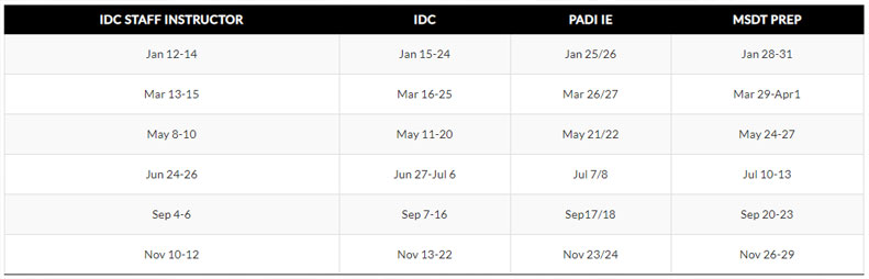 padi idc schedule 2019 asia divers puerto galera