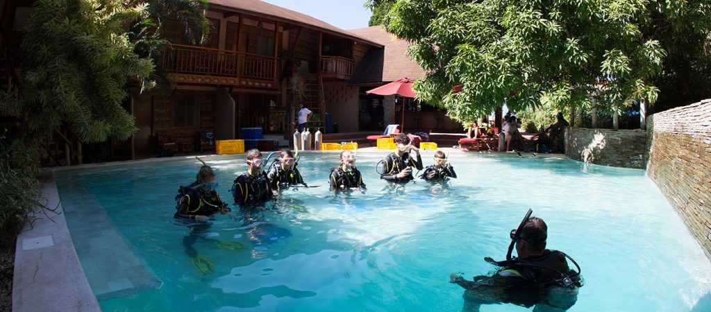 padi open water referral course pool sessions asia divers puerto galera