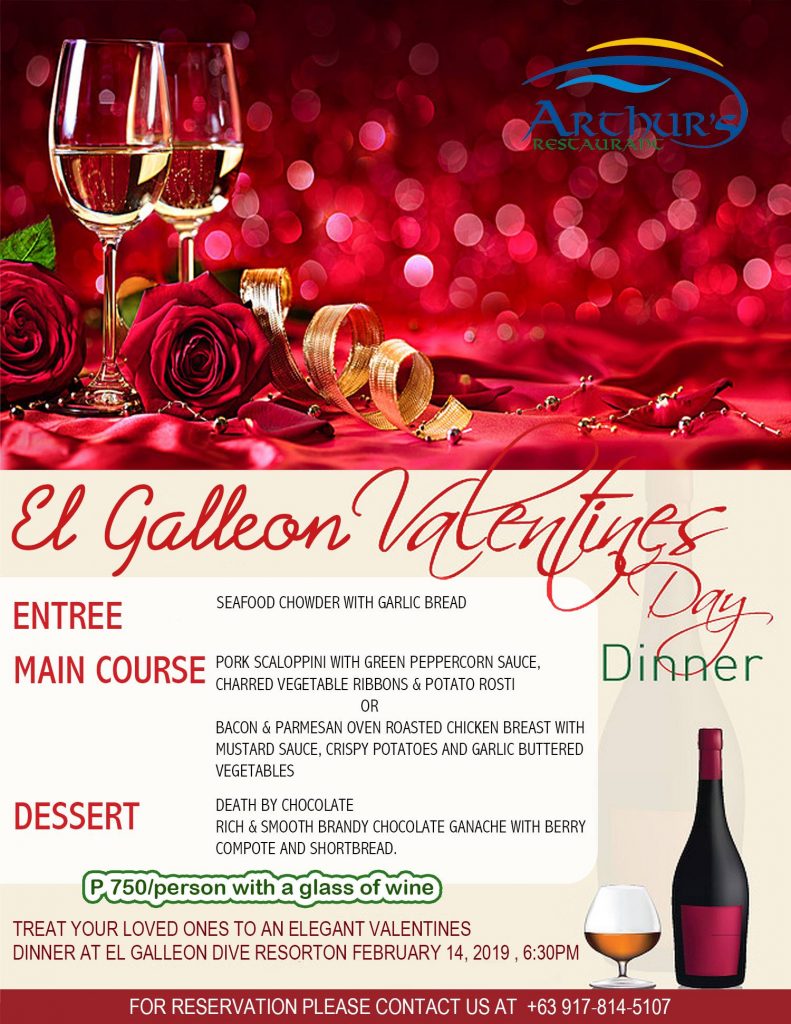 valentines day dinner el galleon resort puerto galera