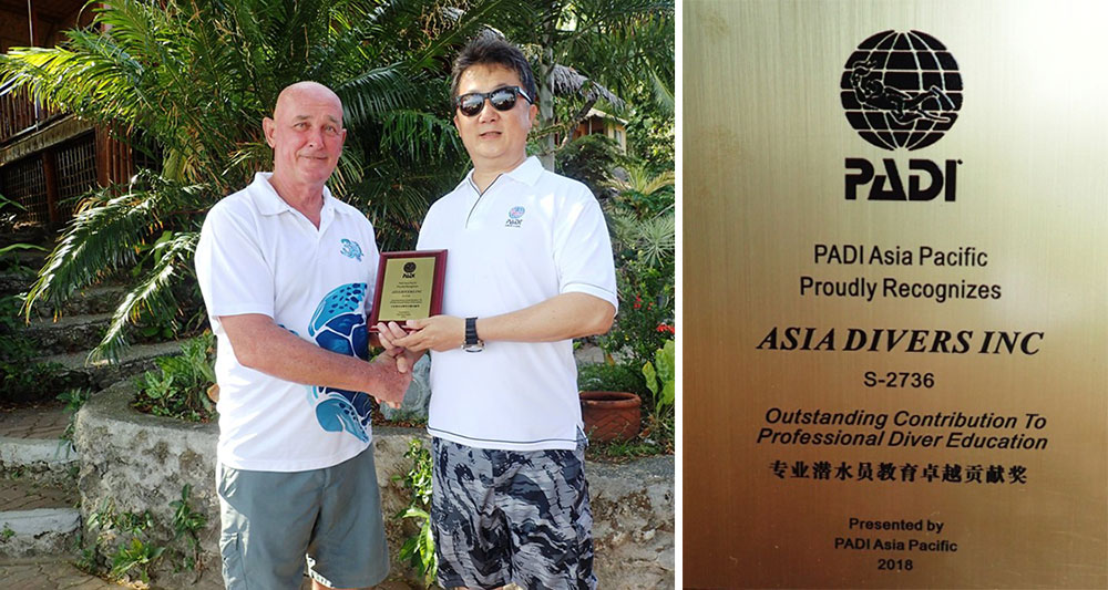 asia divers padi outstanding contribution award 2019